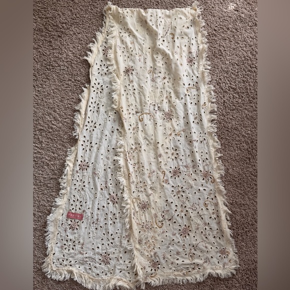 Pazuki London Custom Hand Embellished Silk Eyelet Scarf - Picture 2 of 6